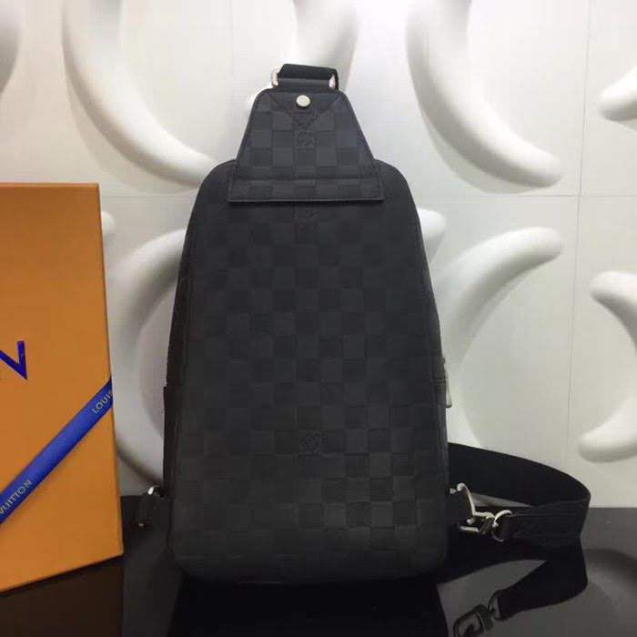 路易威登LV頂級原單N41720 AVENUE 單肩包 Damier Infini牛皮鑲飾 緞面磨砂銀色金屬件 YDH1579